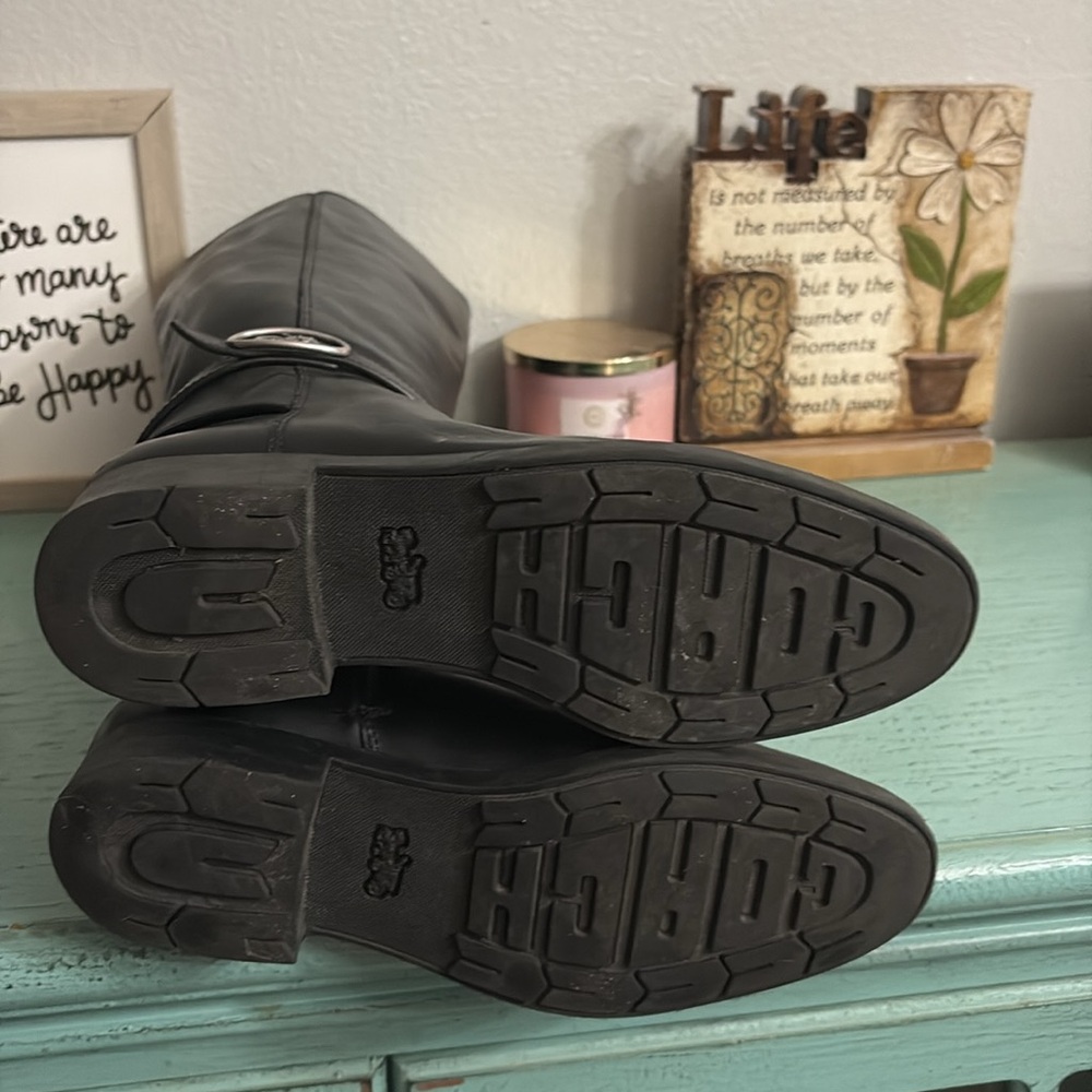 Black Leather Knee-High Coach Riding Boots SZ 9 B box 85 - Picture 4 of 7